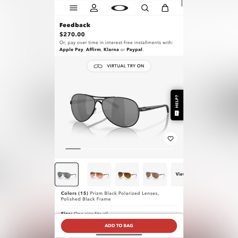Black Oakley Feedback (formerly Tie Breaker) sunglasses. NEVER WORN!